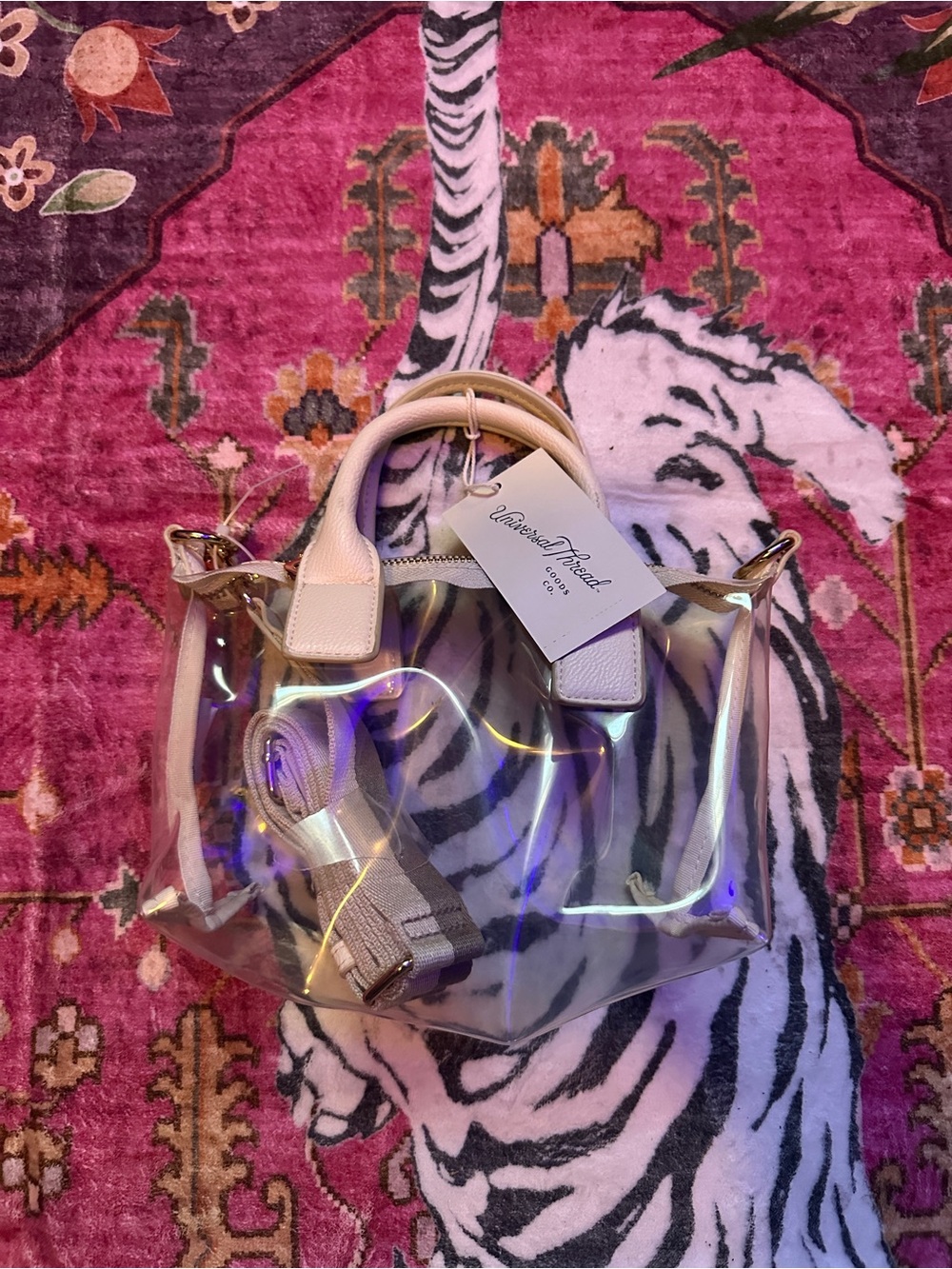 Target Clear Iridescent Tote with Pink Trim